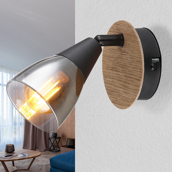 Wandleuchte Mubby - Farbglas / Eisen - 1-flammig