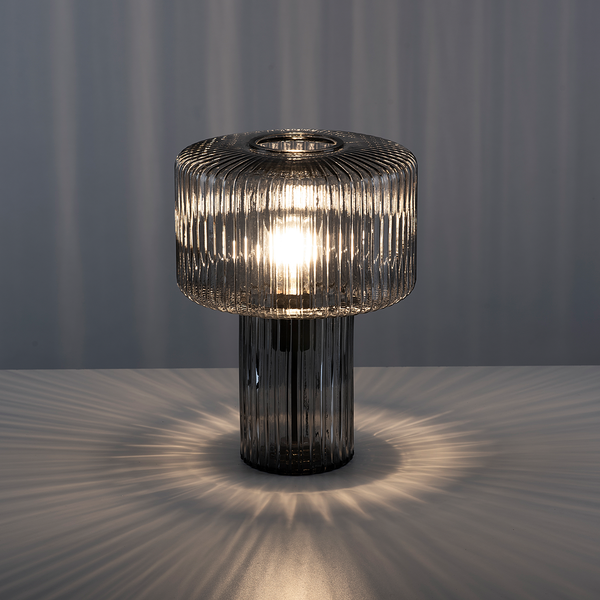 Tischleuchte Fungus - Rauchglas - Grau - 1-flammig