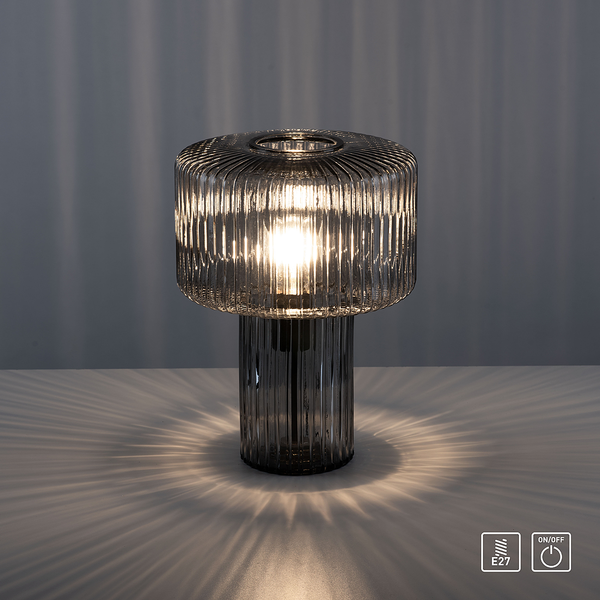 Tischleuchte Fungus - Rauchglas - Grau - 1-flammig