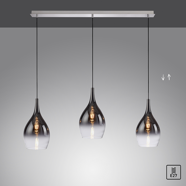 Pendelleuchte Pilua 3-flammig - Farbglas - Silber / Grau