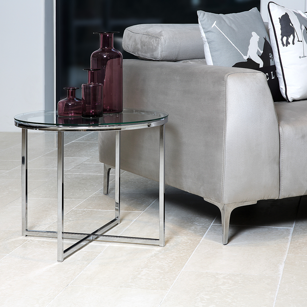 Beistelltisch Kilchis - Glas / Metall - Chrom