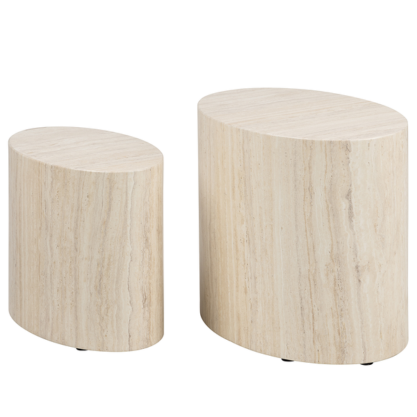Beistelltisch Hoya 2er-Set - Travertin Dekor