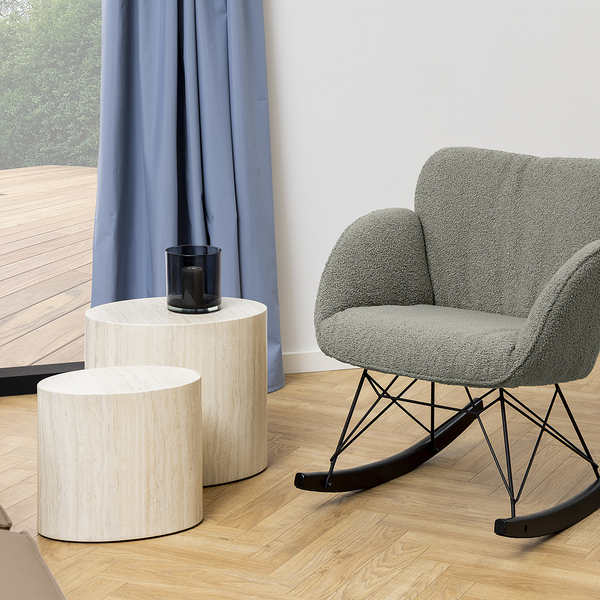 Beistelltisch Hoya 2er-Set - Travertin Dekor