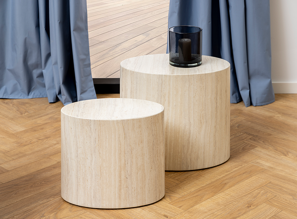 Beistelltisch Hoya 2er-Set - Travertin Dekor