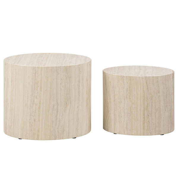 Beistelltisch Hoya 2er-Set - Travertin Dekor