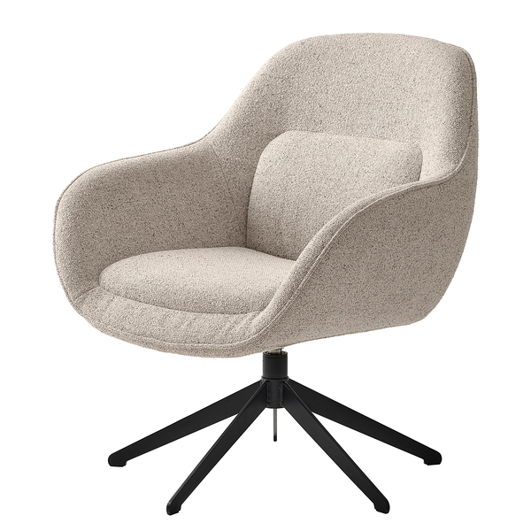 Loungesessel Baracoa - Bouclé / Stahl - Beige / Schwarz
