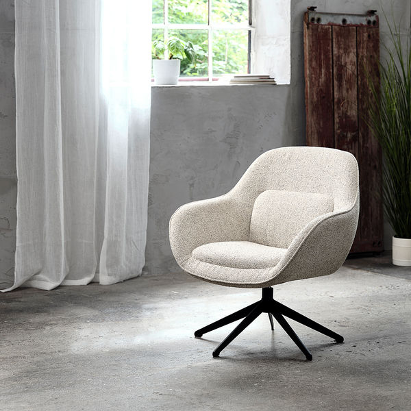 Loungesessel Baracoa - Bouclé / Stahl - Beige / Schwarz