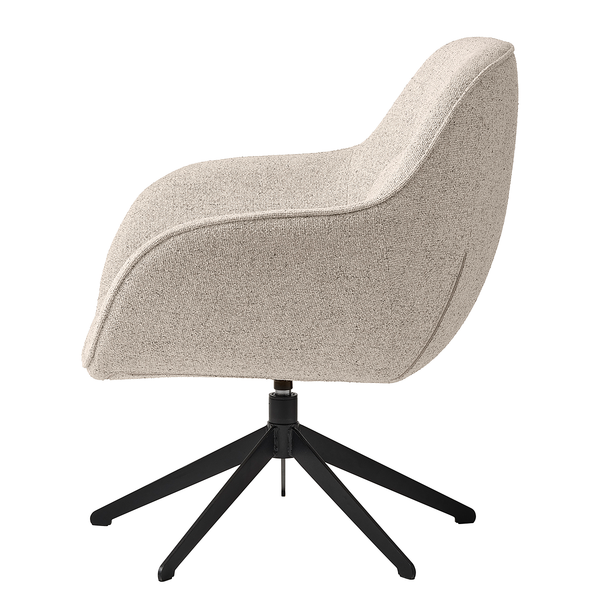 Loungesessel Baracoa - Bouclé / Stahl - Beige / Schwarz