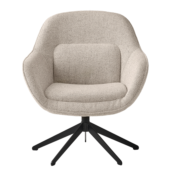 Loungesessel Baracoa - Bouclé / Stahl - Beige / Schwarz