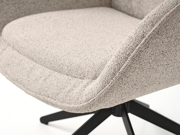 Loungesessel Baracoa - Bouclé / Stahl - Beige / Schwarz