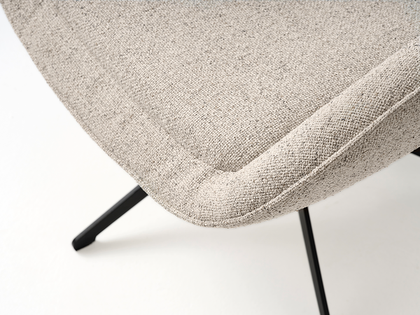 Loungesessel Baracoa - Bouclé / Stahl - Beige / Schwarz