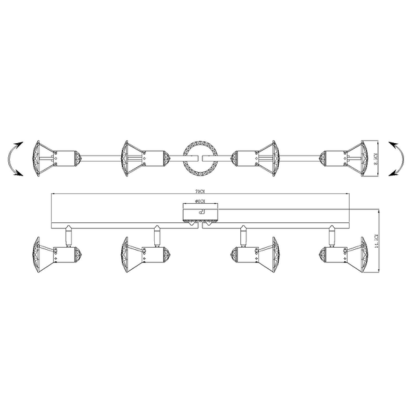 LED-Deckenleuchte Nathaniel - Eisen / Acrylglas - 8-flammig