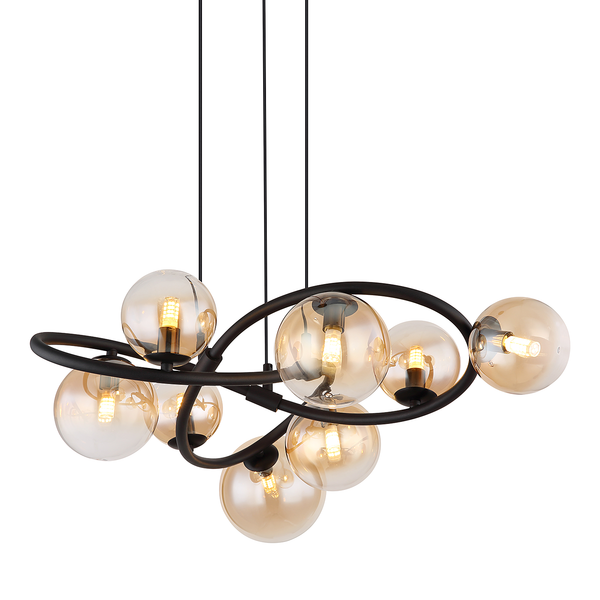 LED-Pendelleuchte Tuberius - Farbglas / Eisen - 8-flammig