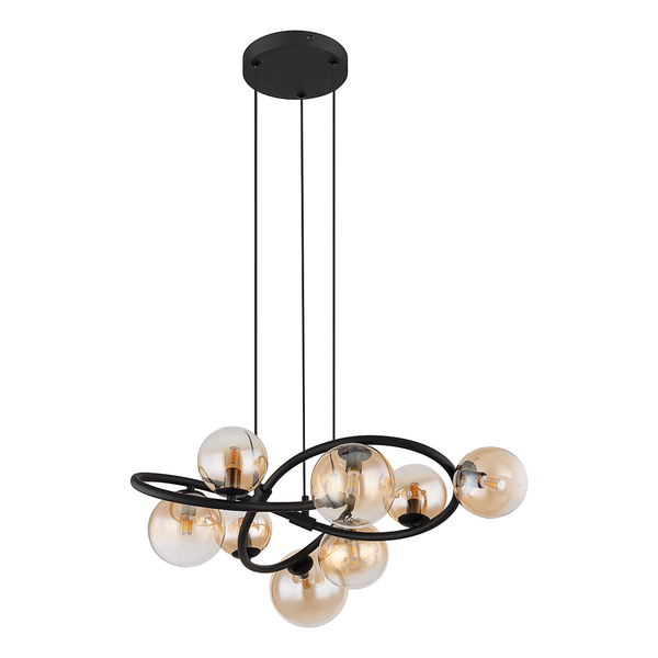LED-Pendelleuchte Tuberius - Farbglas / Eisen - 8-flammig