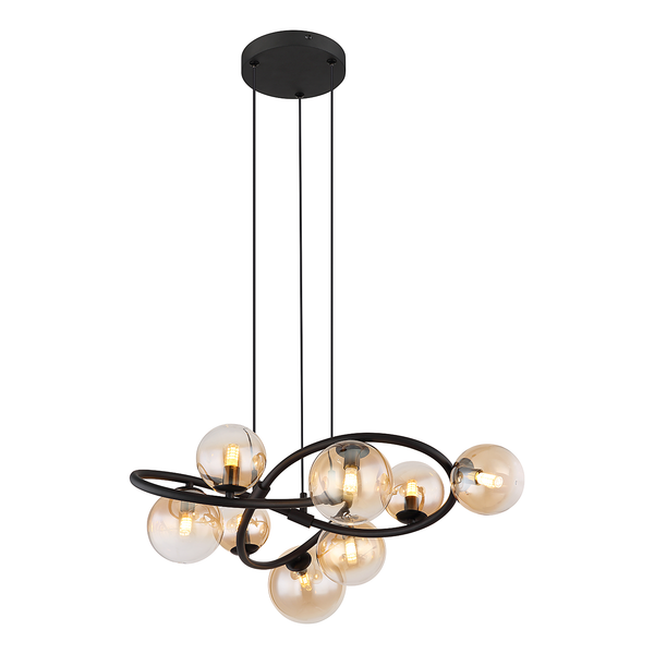 LED-Pendelleuchte Tuberius - Farbglas / Eisen - 8-flammig