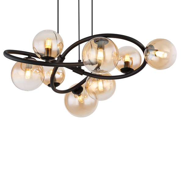 LED-Pendelleuchte Tuberius - Farbglas / Eisen - 8-flammig