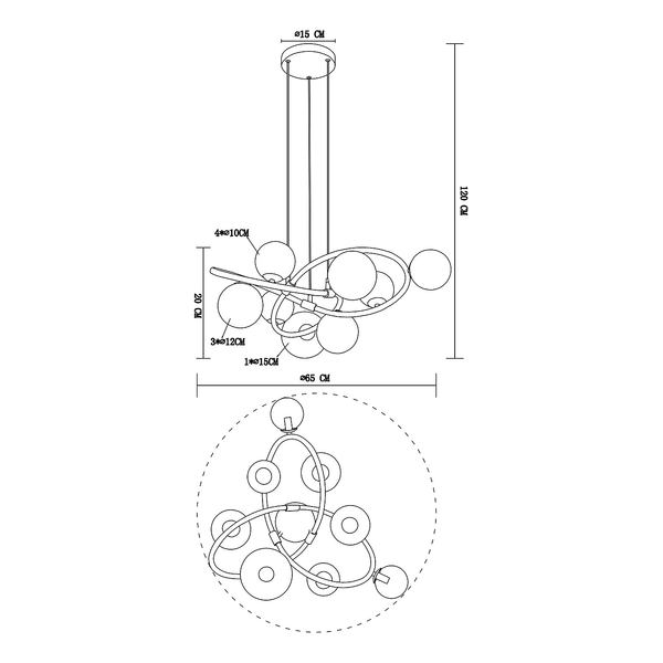 LED-Pendelleuchte Tuberius - Farbglas / Eisen - 8-flammig