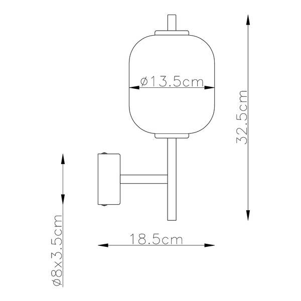 LED-Wandleuchte Ewald - Opalglas / Eisen - 1-flammig