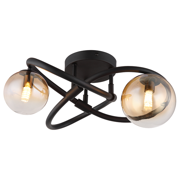 LED-Deckenleuchte Tuberius Typ A - Farbglas / Eisen - 2-flammig
