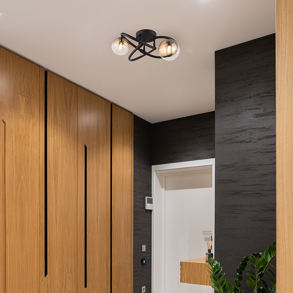 LED-Deckenleuchte Tuberius Typ A - Farbglas / Eisen - 2-flammig