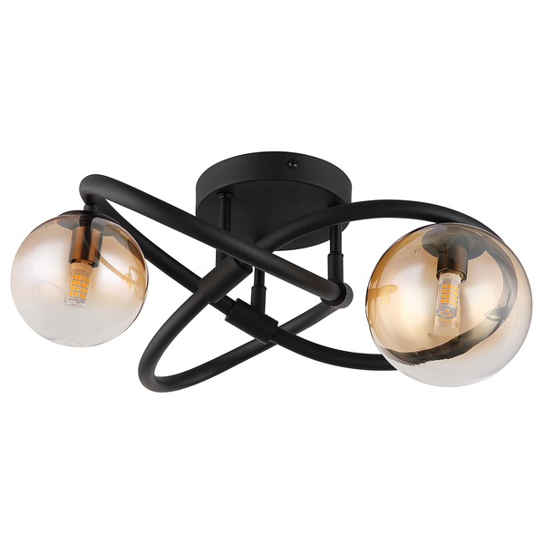 LED-Deckenleuchte Tuberius Typ A - Farbglas / Eisen - 2-flammig