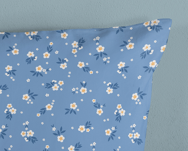Kinderbettwäsche Pferde - Baumwolle - Blau - 140 x 200 cm + Kissen 90 x 70 cm