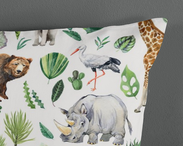 Kinderbettwäsche Dschungel - Baumwolle - Grün - 100 x 135 cm + Kissen 40 x 60 cm