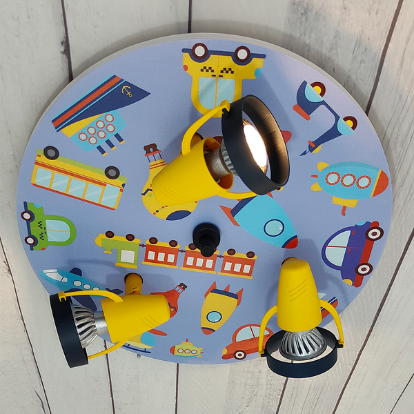 Deckenstrahler Fahrzeuge - Kunststoff - Hellblau - 3-flammig