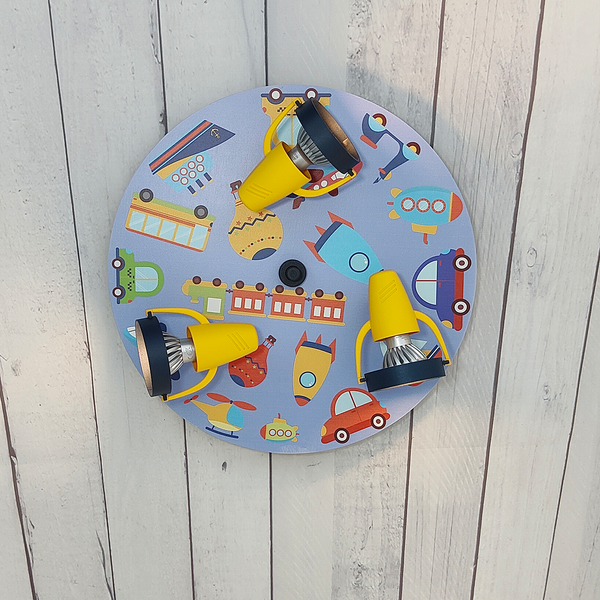 Deckenstrahler Fahrzeuge - Kunststoff - Hellblau - 3-flammig