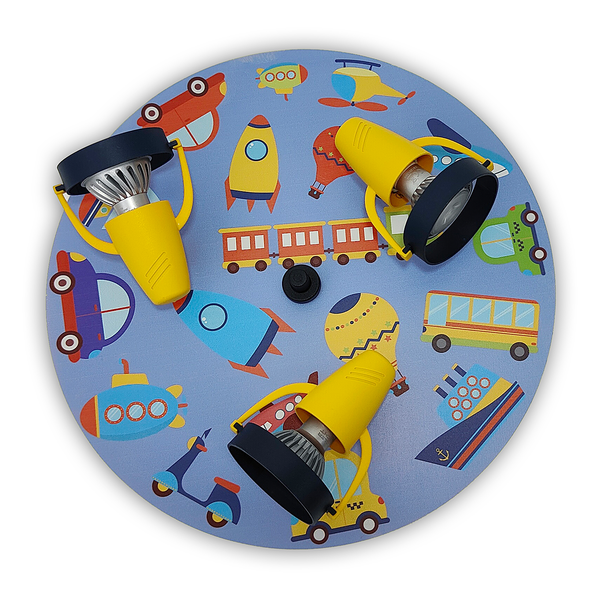 Deckenstrahler Fahrzeuge - Kunststoff - Hellblau - 3-flammig