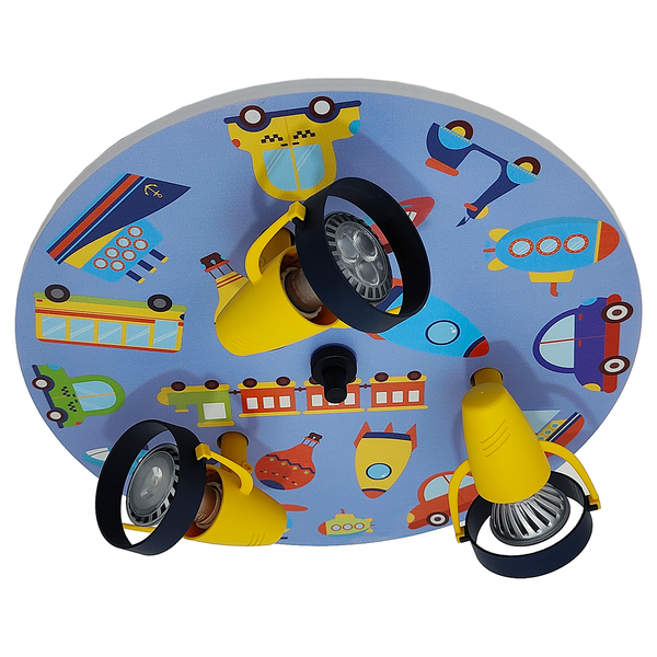 Deckenstrahler Fahrzeuge - Kunststoff - Hellblau - 3-flammig