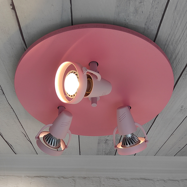 Deckenstrahler Saturn - Kunststoff - 3-flammig - Rosa