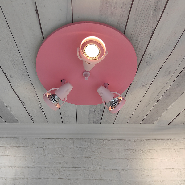 Deckenstrahler Saturn - Kunststoff - 3-flammig - Rosa