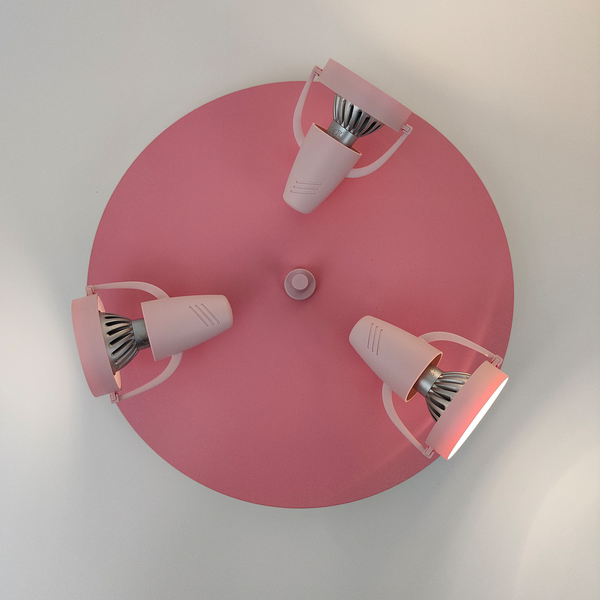 Deckenstrahler Saturn - Kunststoff - 3-flammig - Rosa