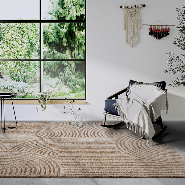 Hochflorteppich Chappe - Polyester - Beige - 80 x 120 cm