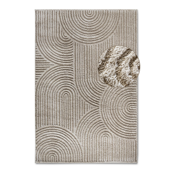 Hochflorteppich Chappe - Polyester - Beige - 80 x 120 cm