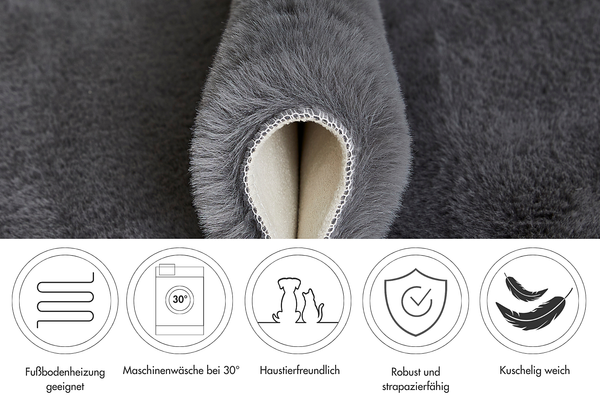 Dekofell Coste 2er-Set - Polyester - Anthrazit