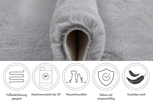Dekofell Coste 2er-Set - Polyester - Grau