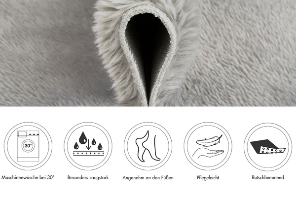Badematte Florida - recyceltes Polyester - Grau - 60 x 100 cm