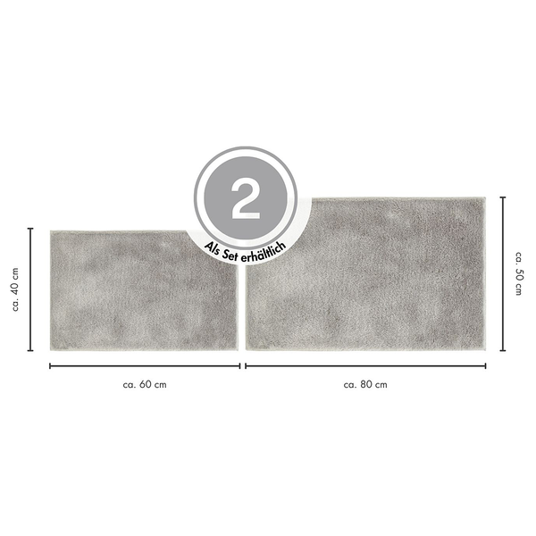 Badematte Florida 2er-Set Kombination A - recyceltes Polyester - Grau