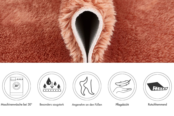 Badematte Florida - recyceltes Polyester - Rot - 40 x 60 cm