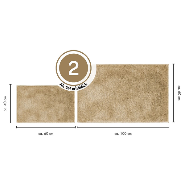 Badematte Florida 2er-Set Kombination B - recyceltes Polyester - Taupe