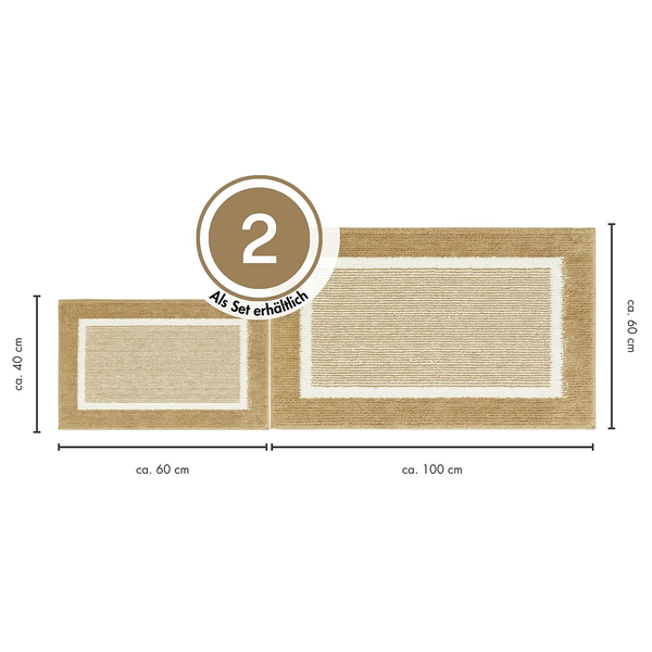 Badematte Maui 2er-Set Kombination B - recyceltes Polyester - Taupe