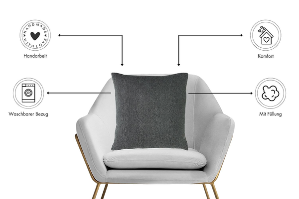 Kissen Jenny - Polyester - Dunkelgrau