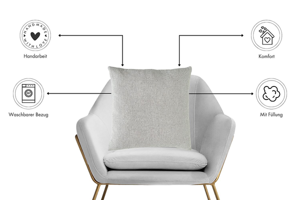 Kissen Jenny - Polyester - Hellgrau