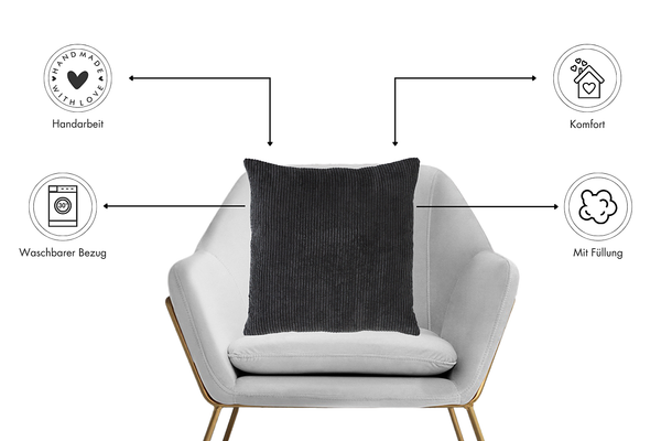 Kissen Emy - Polyester - Schwarz