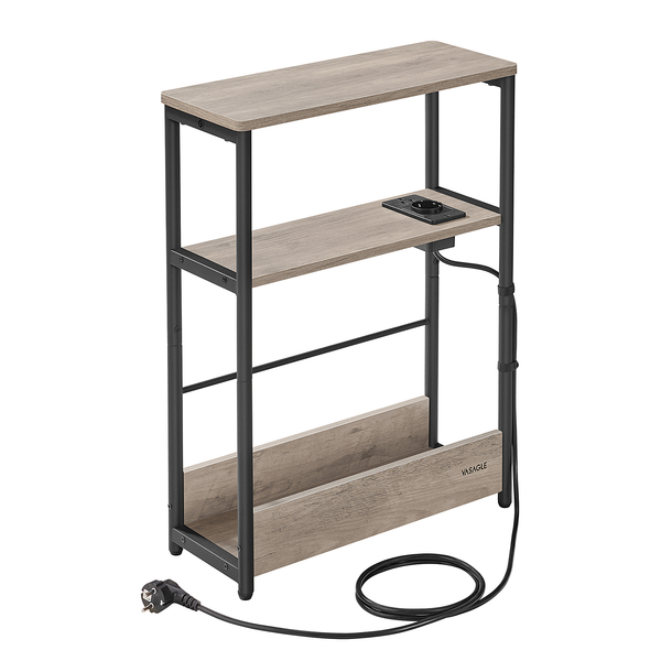 Beistelltisch Iskour mit Steckdose Typ C - Graubraun / Schwarz