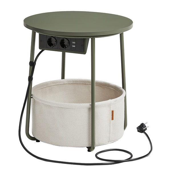 Beistelltisch Ponoka mit Steckdose - Khaki