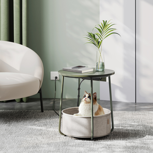 Beistelltisch Ponoka mit Steckdose - Khaki
