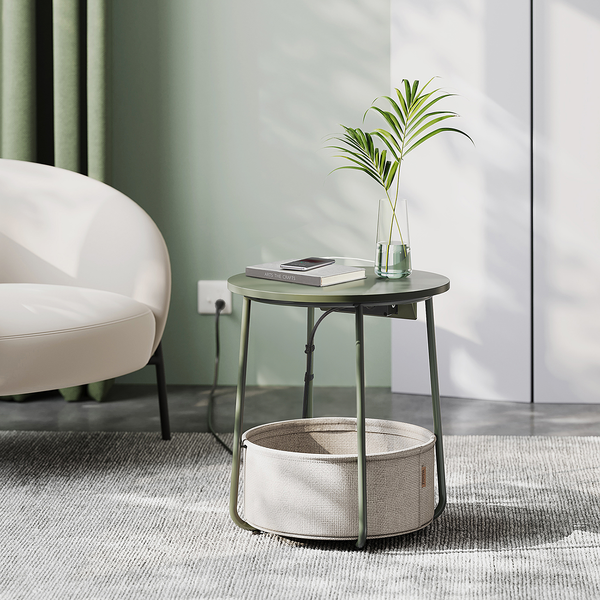 Beistelltisch Ponoka mit Steckdose - Khaki